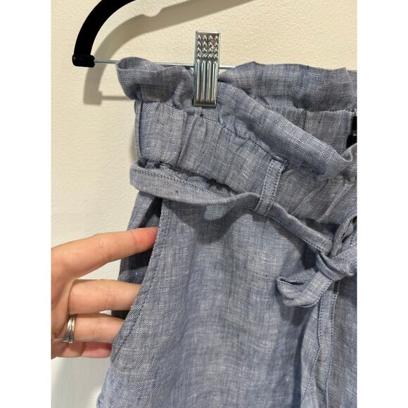 Rachel Roy linen shorts size M paper bag high waisted front tie elastic waist - Picture 3 of 8